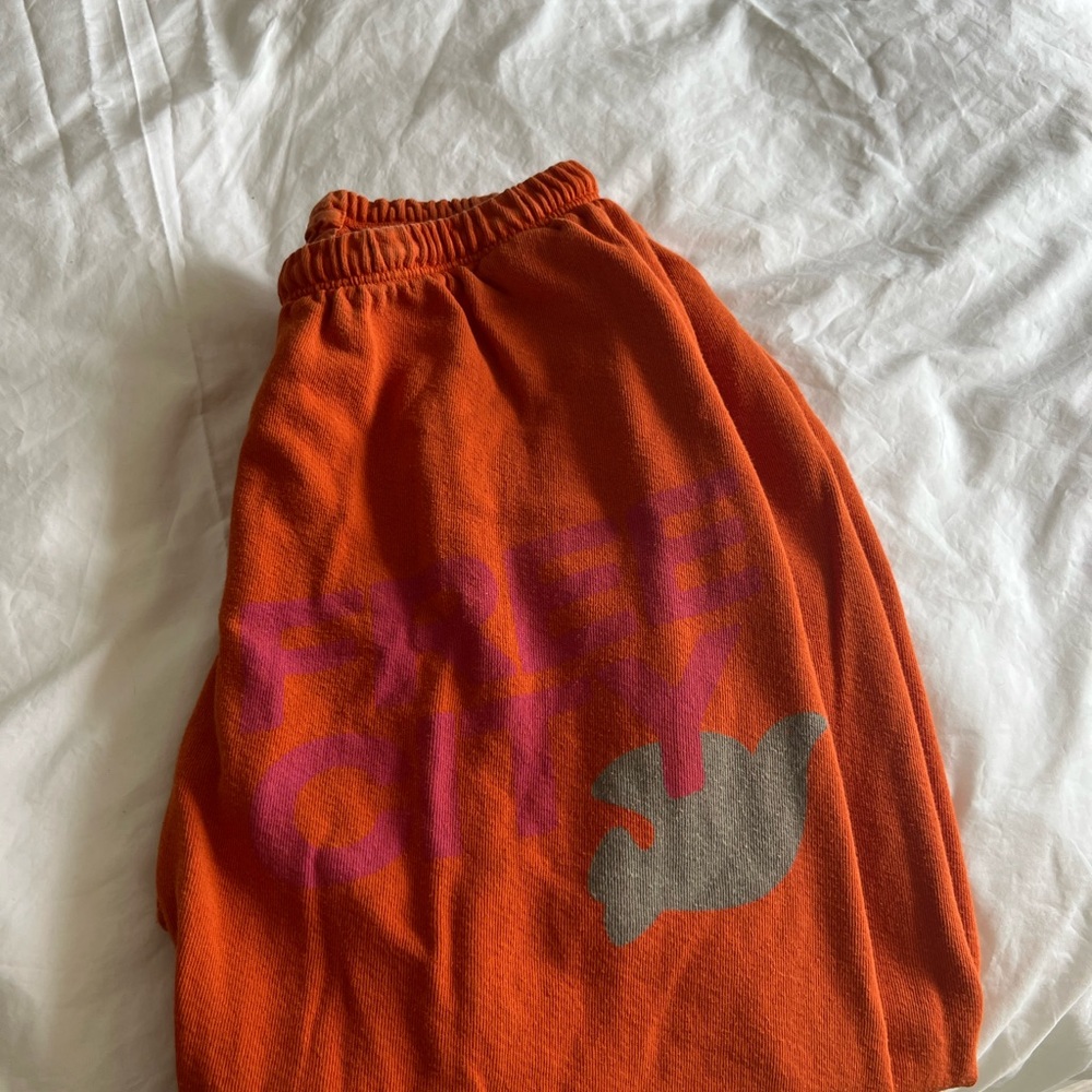Freecity Orange Joggers with Purple and Gray Accents